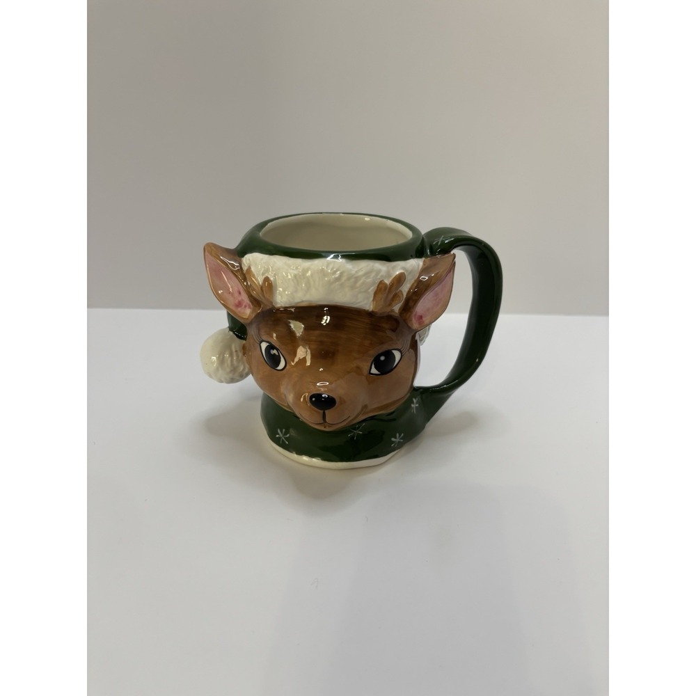 Blue‎ Sky Clayworks Goldminc Reindeer Large Mug Cup 2023 Holiday